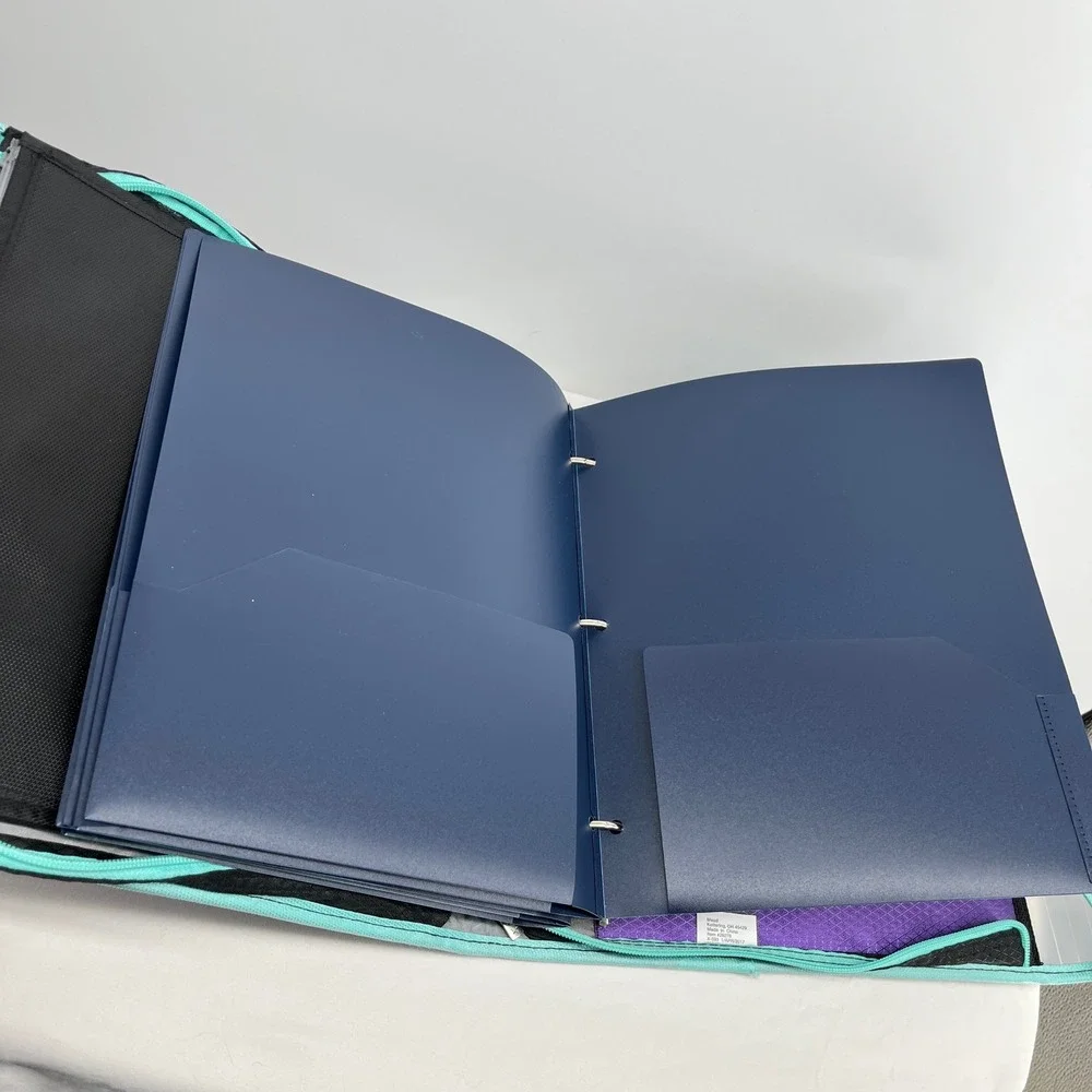 Five Star Zip Side Binder 3 Tab Expanding File Purple Black Teal 3-Ring Binder